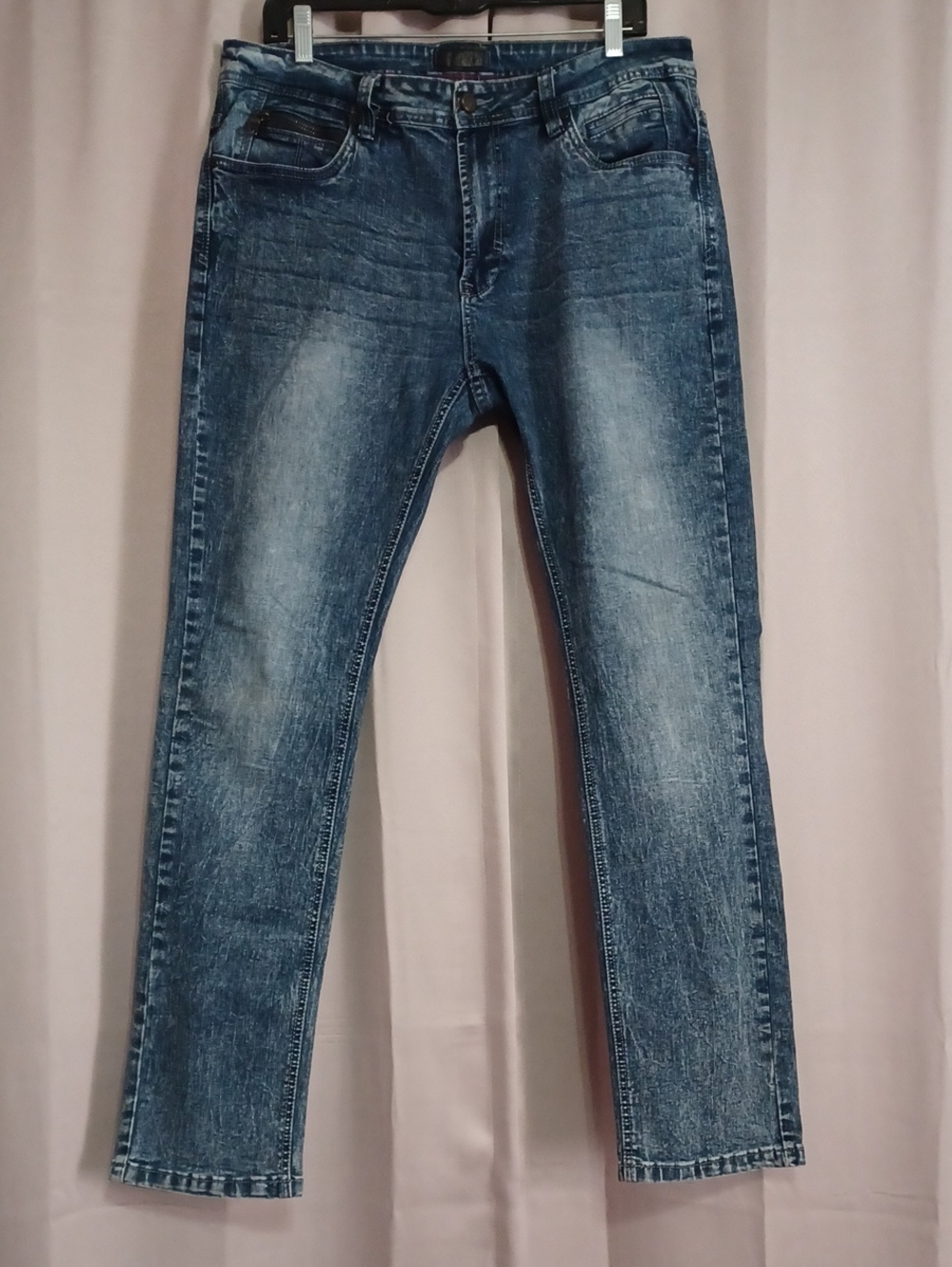 Steve's Jeans Acid Wash 5 Pocket Men's Slim Straight Leg Jeans 34×32 Stretch